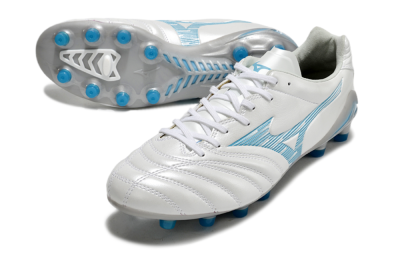 Mizuno Morelia Neo 4 FG Low-Tops Soccer Cleats - White/Blue/Silver