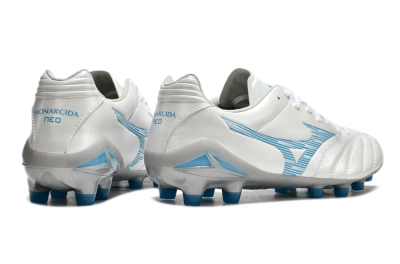 Mizuno Morelia Neo 4 FG Low-Tops Soccer Cleats - White/Blue/Silver