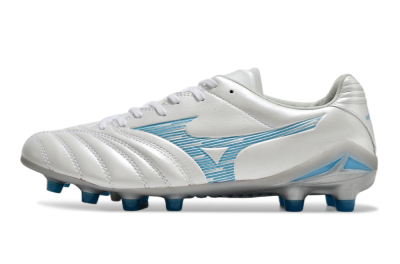 Mizuno Morelia Neo 4 FG Low-Tops Soccer Cleats - White/Blue/Silver