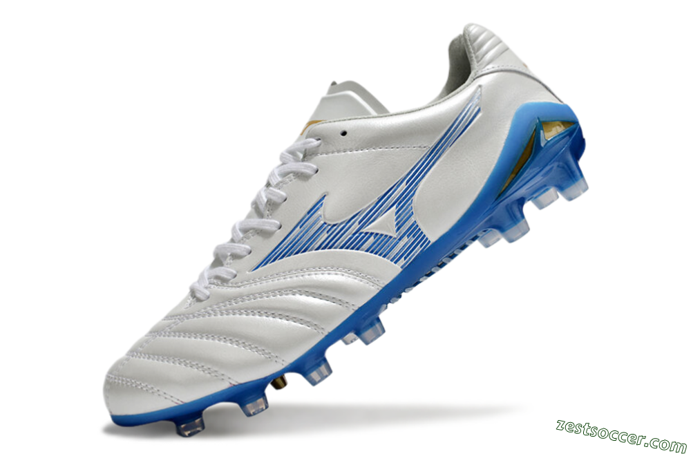 Mizuno Morelia Neo 4 FG Low-Tops Soccer Cleats - White/Blue/Gold 5