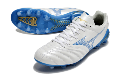 Mizuno Morelia Neo 4 FG Low-Tops Soccer Cleats - White/Blue/Gold