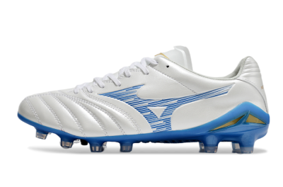 Mizuno Morelia Neo 4 FG Low-Tops Soccer Cleats - White/Blue/Gold