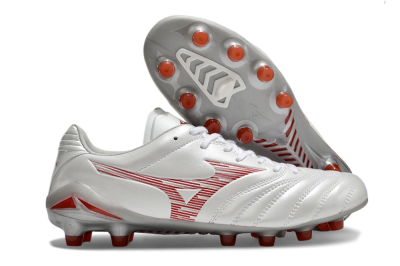 Mizuno Morelia Neo 4 FG Low-Tops Soccer Cleats - White/Silver/Red