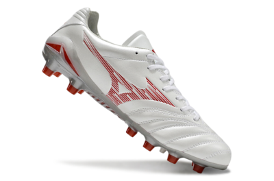 Mizuno Morelia Neo 4 FG Low-Tops Soccer Cleats - White/Silver/Red