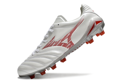 Mizuno Morelia Neo 4 FG Low-Tops Soccer Cleats - White/Silver/Red