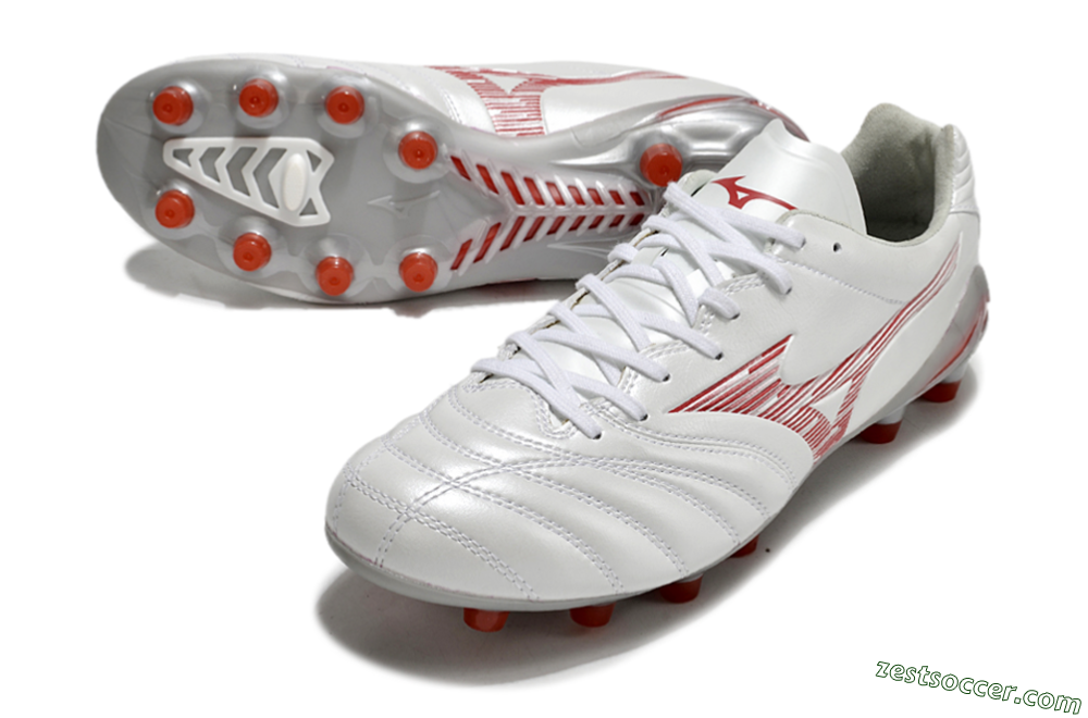 Mizuno Morelia Neo 4 FG Low-Tops Soccer Cleats - White/Silver/Red 3