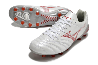 Mizuno Morelia Neo 4 FG Low-Tops Soccer Cleats - White/Silver/Red