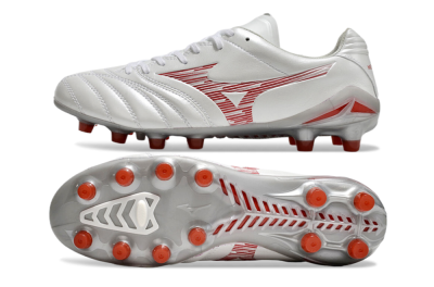 Mizuno Morelia Neo 4 FG Low-Tops Soccer Cleats - White/Silver/Red