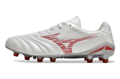 Mizuno Morelia Neo 4 FG Low-Tops Soccer Cleats - White/Silver/Red