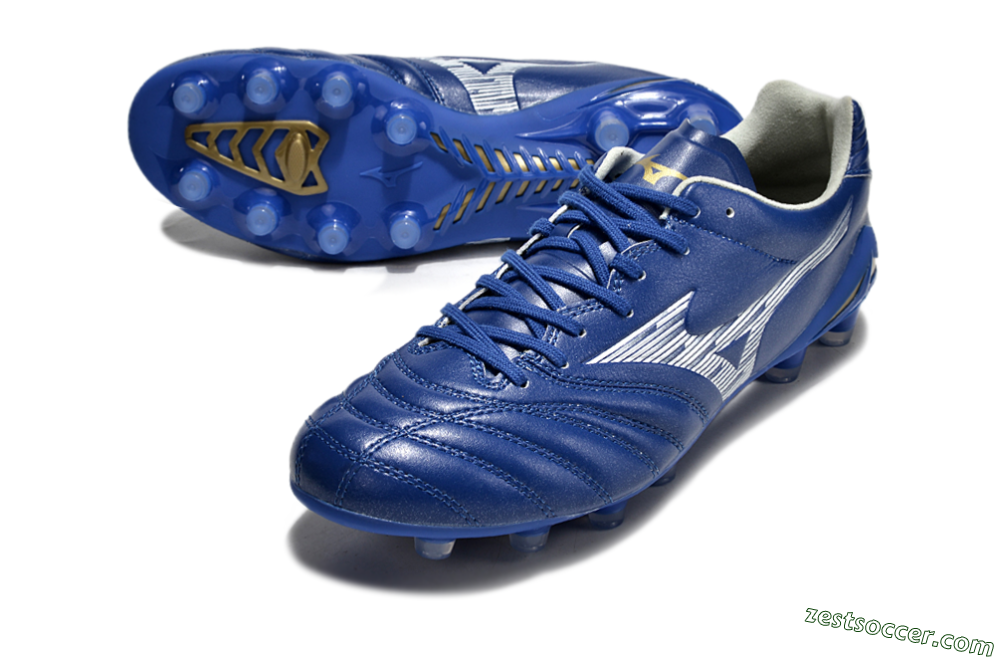 Mizuno Morelia Neo 4 FG Low-Tops Soccer Cleats - Blue/White/Gold 3