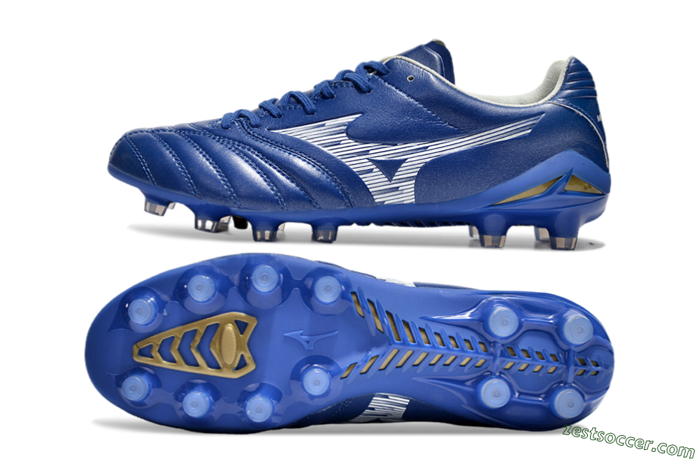 Mizuno Morelia Neo 4 FG Low-Tops Soccer Cleats - Blue/White/Gold 1