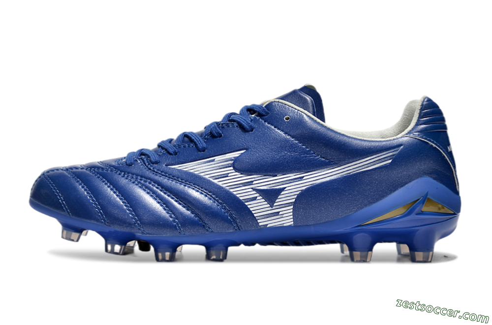 Mizuno Morelia Neo 4 FG Low-Tops Soccer Cleats - Blue/White/Gold 2