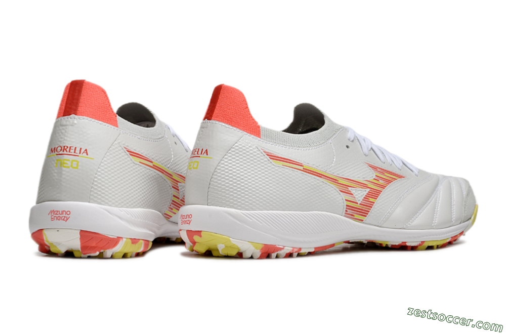Mizuno Morelia Neo Sala M8 TF Low-Tops Soccer Shoes - White/Red/Yellow 6