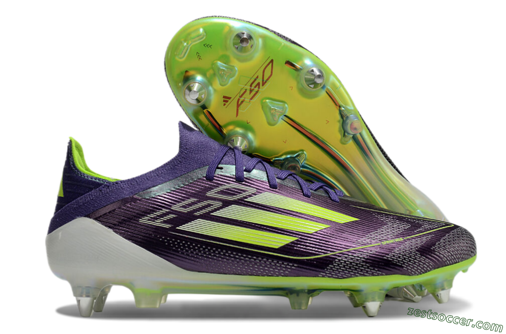 Adidas F50 Elite SG Low-Tops Soccer Cleats - Purple/Yellow/White 0