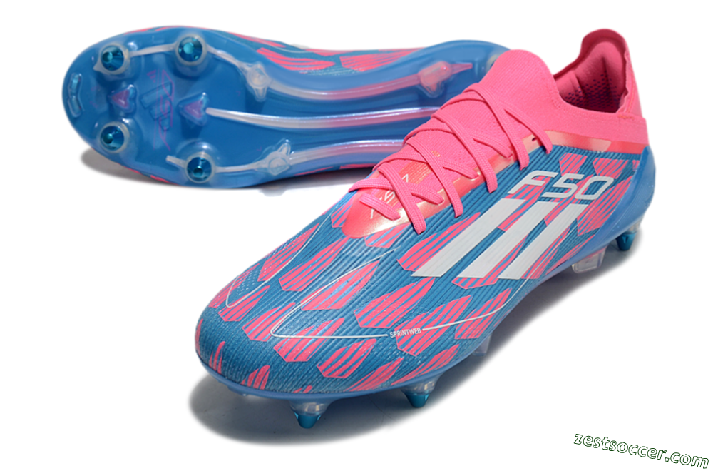 Adidas F50 Elite SG Low-Tops Soccer Cleats - Blue/Pink/White 3