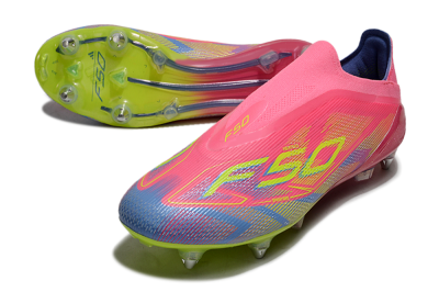 Adidas F50 Elite Laceless SG Low-Tops Soccer Cleats - Red/Yellow/Blue