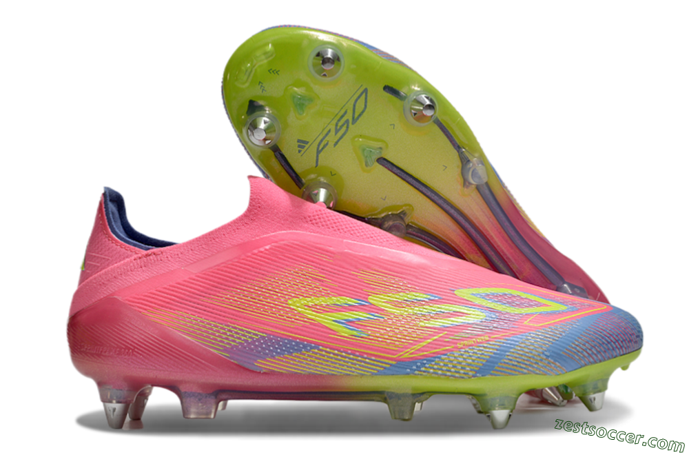 Adidas F50 Elite Laceless SG Low-Tops Soccer Cleats - Red/Yellow/Blue 0