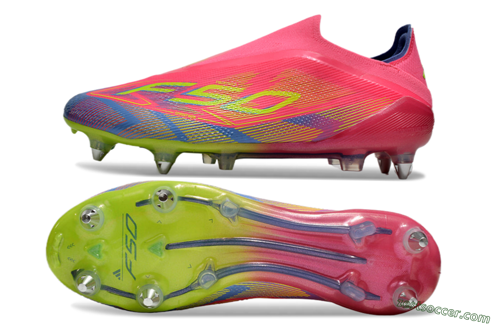 Adidas F50 Elite Laceless SG Low-Tops Soccer Cleats - Red/Yellow/Blue 1