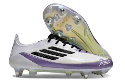 Adidas F50 Elite Messi SG Low-Tops Soccer Cleats - White/Black/Purple