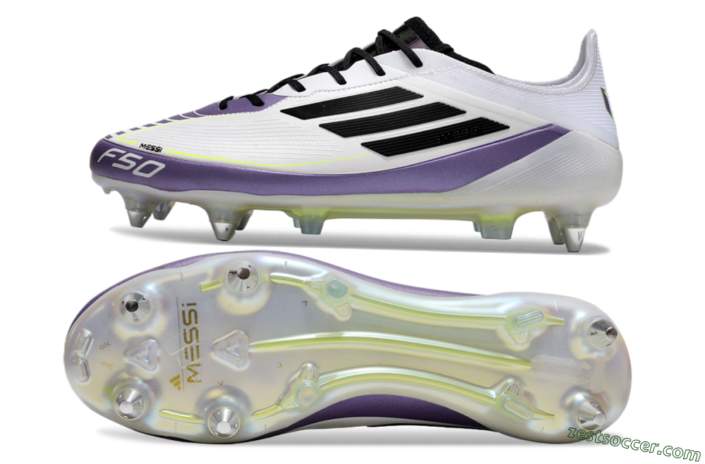 Adidas F50 Elite Messi SG Low-Tops Soccer Cleats - White/Black/Purple 1