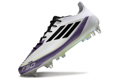Adidas F50 Elite Messi SG Low-Tops Soccer Cleats - White/Black/Purple