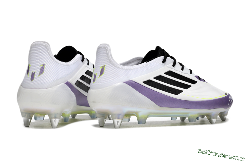 Adidas F50 Elite Messi SG Low-Tops Soccer Cleats - White/Black/Purple 6