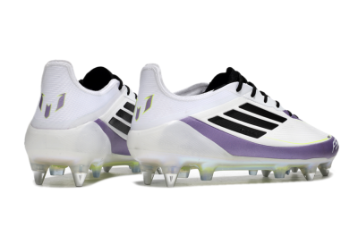 Adidas F50 Elite Messi SG Low-Tops Soccer Cleats - White/Black/Purple