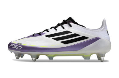 Adidas F50 Elite Messi SG Low-Tops Soccer Cleats - White/Black/Purple