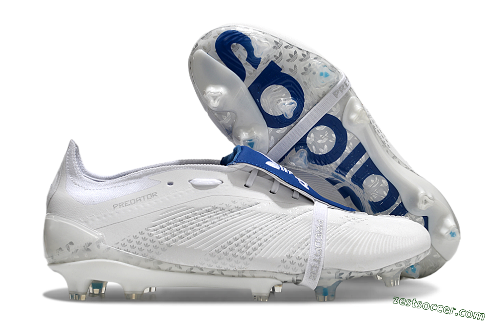 Adidas Predator Elite Foldover Tongue FG Low-Tops Soccer Cleats - Beige/White/Blue 0
