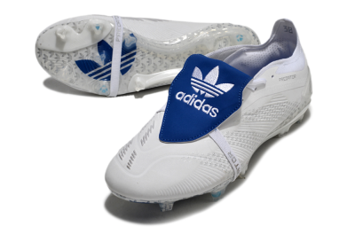 Adidas Predator Elite Foldover Tongue FG Low-Tops Soccer Cleats - Beige/White/Blue