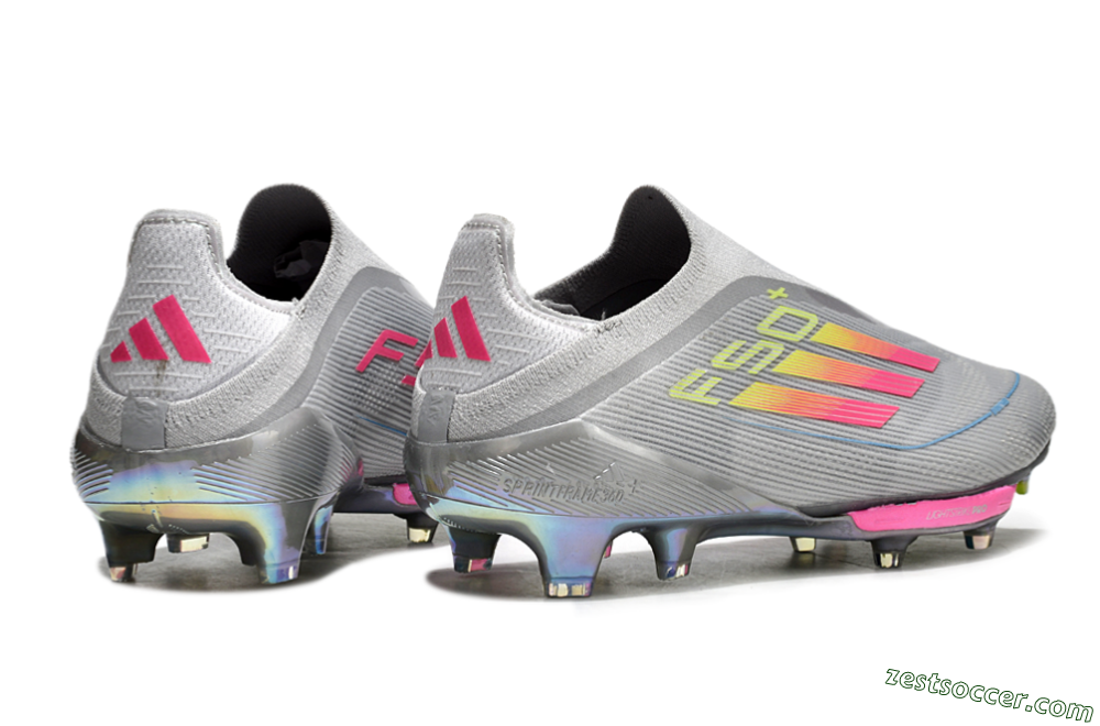 Adidas F50+ Lightstrike Elite Laceless FG Low-Tops Soccer Cleats - Grey/Pink/Yellow 6