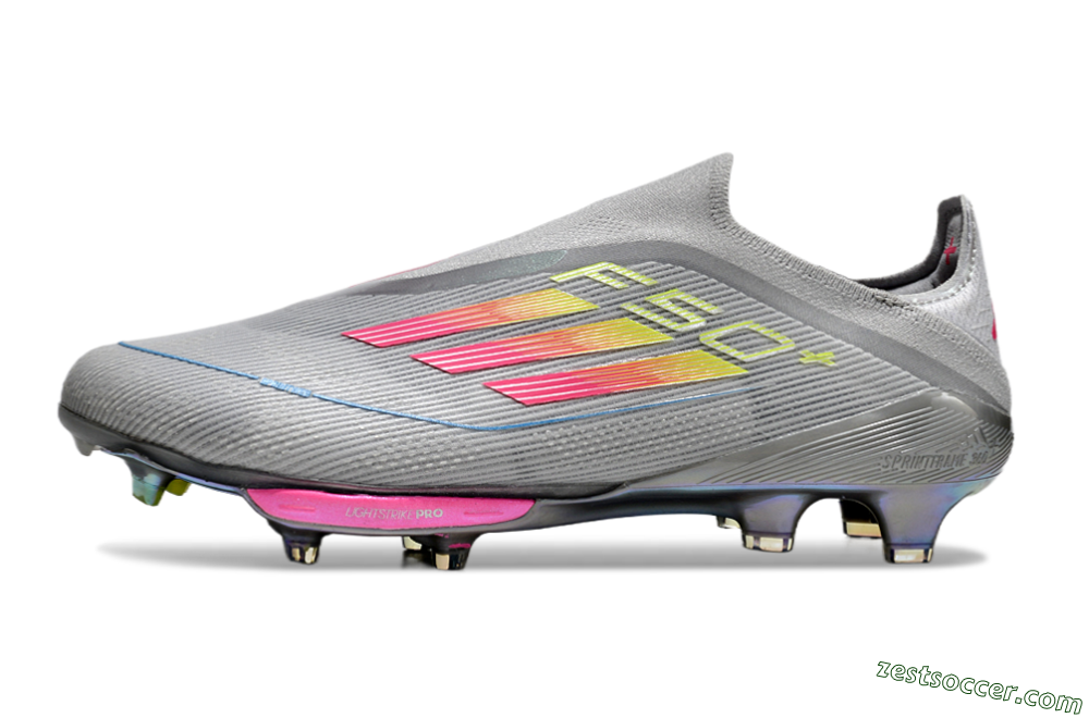 Adidas F50+ Lightstrike Elite Laceless FG Low-Tops Soccer Cleats - Grey/Pink/Yellow 2