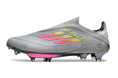 Adidas F50+ Lightstrike Elite Laceless FG Low-Tops Soccer Cleats - Grey/Pink/Yellow