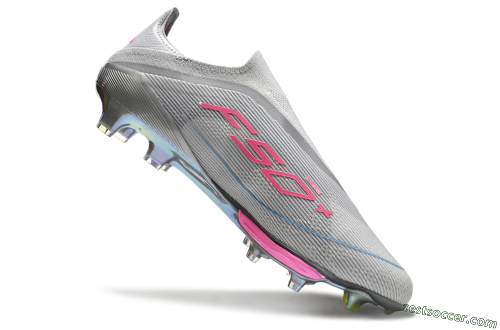 Adidas F50+ Lightstrike Elite Laceless FG Low-Tops Soccer Cleats - Grey/Pink/Yellow 4