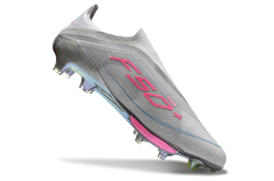 Adidas F50+ Lightstrike Elite Laceless FG Low-Tops Soccer Cleats - Grey/Pink/Yellow