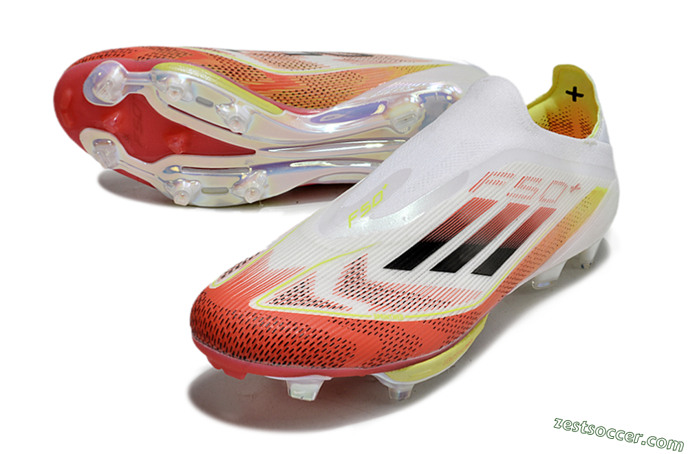 Adidas F50+ Lightstrike Elite Laceless FG Low-Tops Soccer Cleats - Red/White/Yellow 3