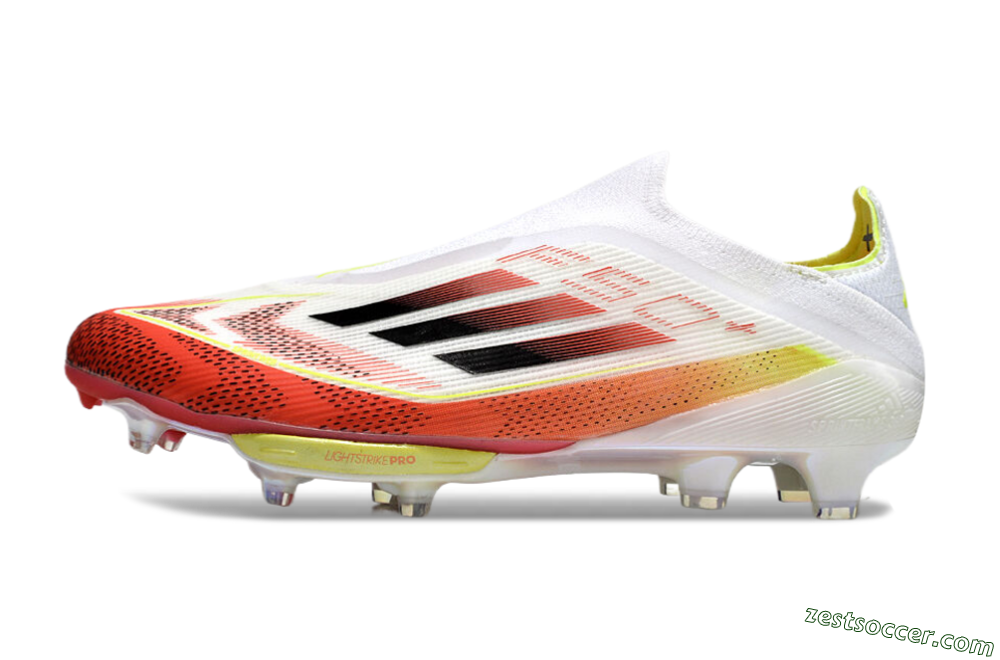 Adidas F50+ Lightstrike Elite Laceless FG Low-Tops Soccer Cleats - Red/White/Yellow 2