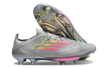 Adidas F50+ Lightstrike Elite FG Low-Tops Soccer Cleats - Grey/Pink/Yellow