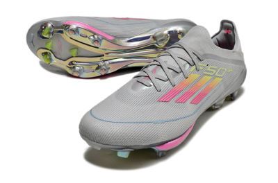 Adidas F50+ Lightstrike Elite FG Low-Tops Soccer Cleats - Grey/Pink/Yellow