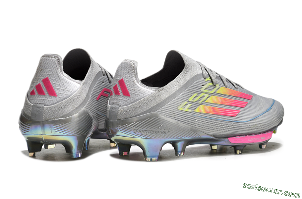 Adidas F50+ Lightstrike Elite FG Low-Tops Soccer Cleats - Grey/Pink/Yellow 6
