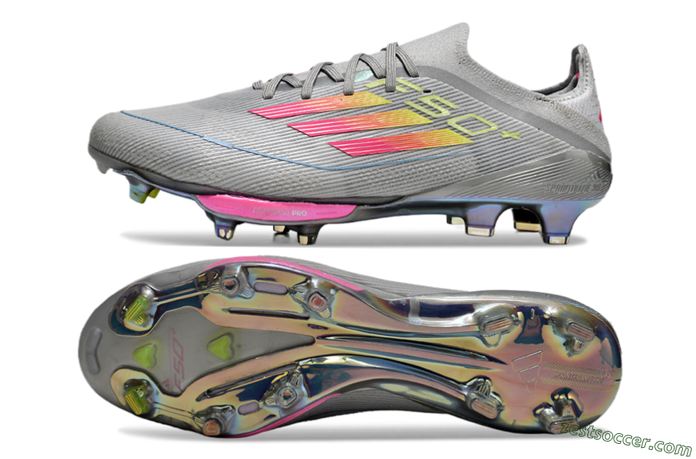 Adidas F50+ Lightstrike Elite FG Low-Tops Soccer Cleats - Grey/Pink/Yellow 1