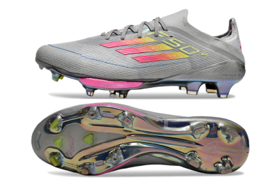 Adidas F50+ Lightstrike Elite FG Low-Tops Soccer Cleats - Grey/Pink/Yellow