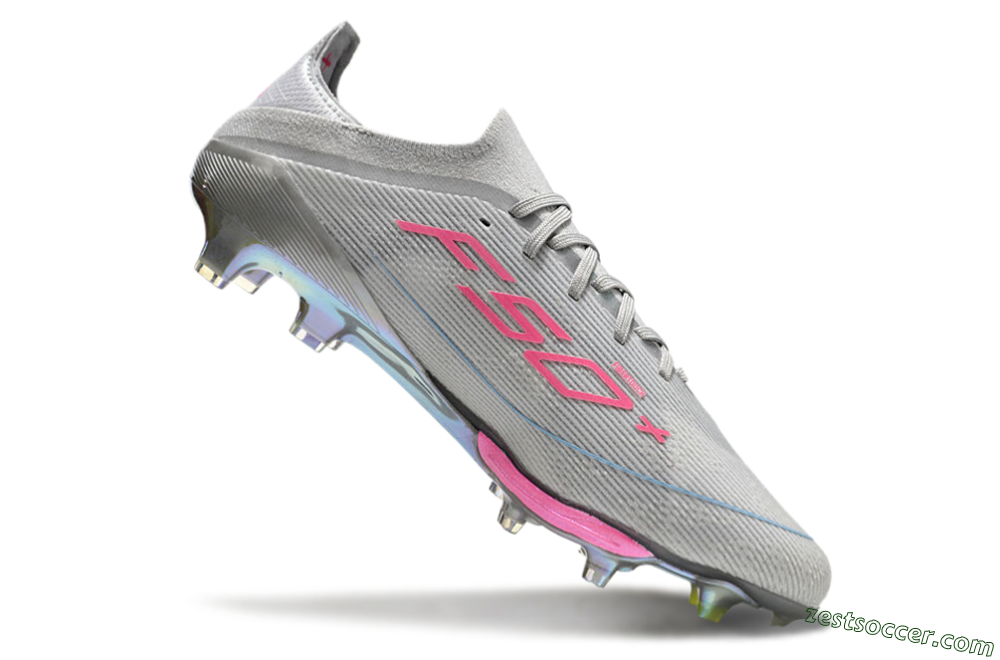 Adidas F50+ Lightstrike Elite FG Low-Tops Soccer Cleats - Grey/Pink/Yellow 4