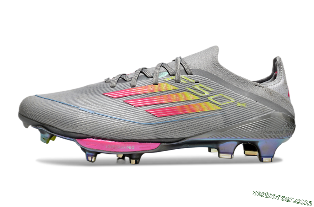 Adidas F50+ Lightstrike Elite FG Low-Tops Soccer Cleats - Grey/Pink/Yellow 2