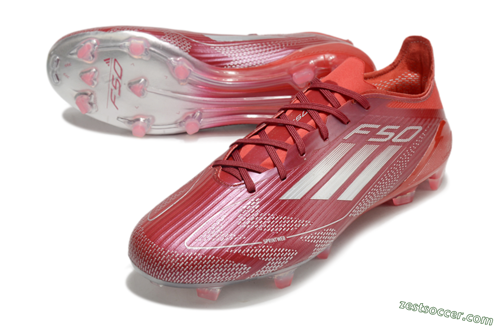 Adidas F50 Elite FG Low-Tops Soccer Cleats - Red/Silver/White 3