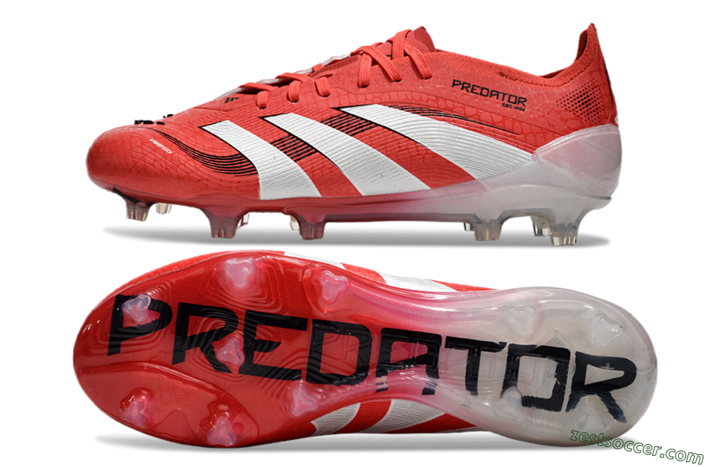 Adidas Predator Elite 2025 Pure Victory FG Low-Tops Soccer Cleats - Lucid Red/White/Black 1