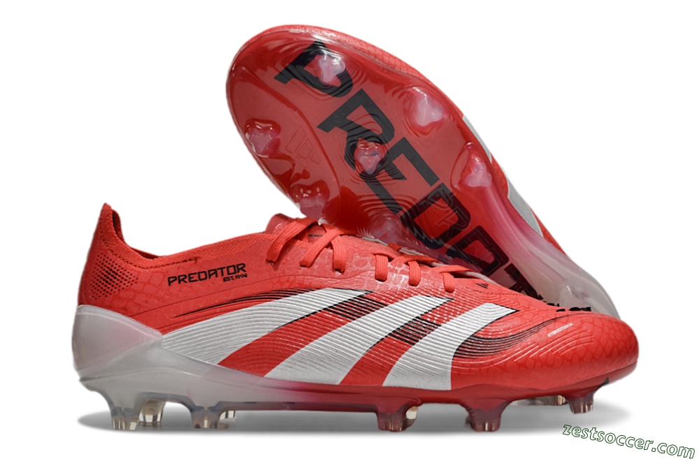 Adidas Predator Elite 2025 Pure Victory FG Low-Tops Soccer Cleats - Lucid Red/White/Black 0