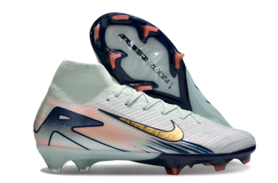 Nike Air Zoom Mercurial Superfly 10 Elite FG High-Tops Soccer Cleats - White/Pink/Blue