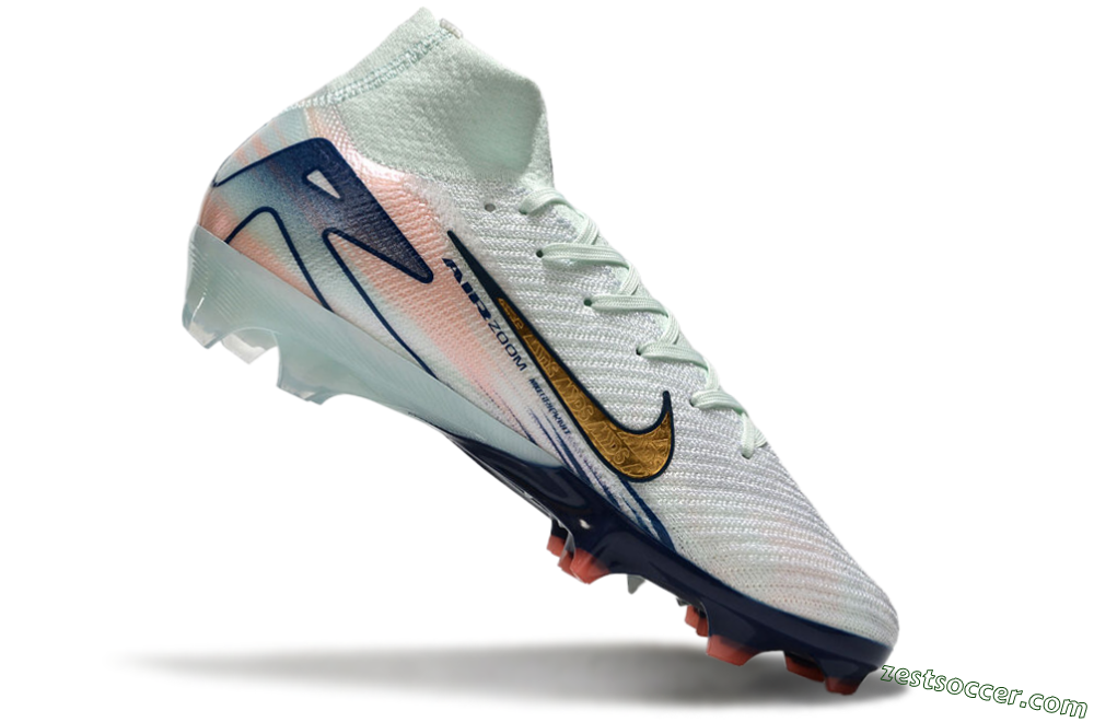 Nike Air Zoom Mercurial Superfly 10 Elite FG High-Tops Soccer Cleats - White/Pink/Blue 4