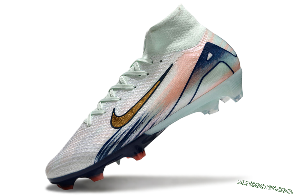 Nike Air Zoom Mercurial Superfly 10 Elite FG High-Tops Soccer Cleats - White/Pink/Blue 5